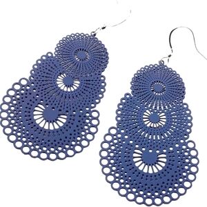Dusty navy metal lace earrings